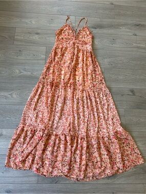 ASTR the Label Boho Floral Print Tiered Maxi Dress Size Medium